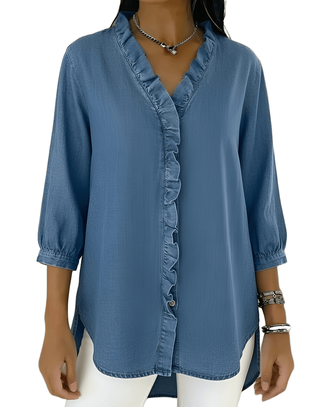 Elvaria - Elegant Ruffled Blouse - Bellaro Fashion