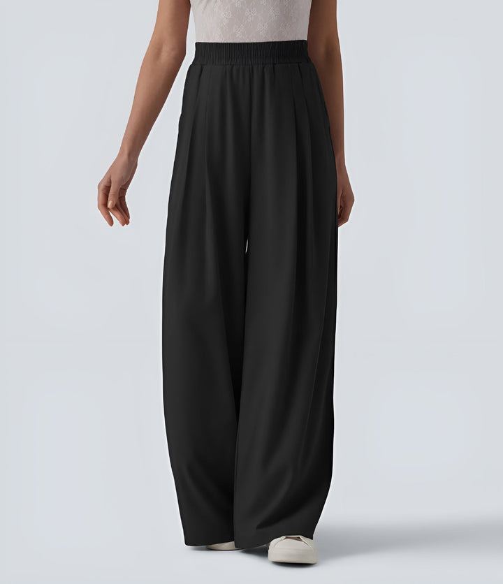 Giada – High - Waisted Chiffon Pants with Pockets - Bellaro Fashion