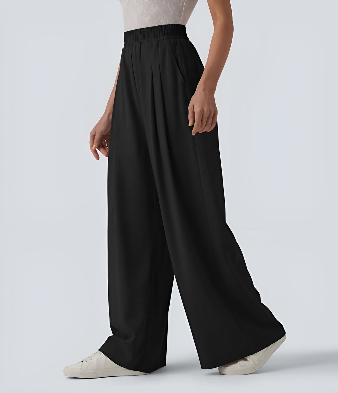Giada – High - Waisted Chiffon Pants with Pockets - Bellaro Fashion