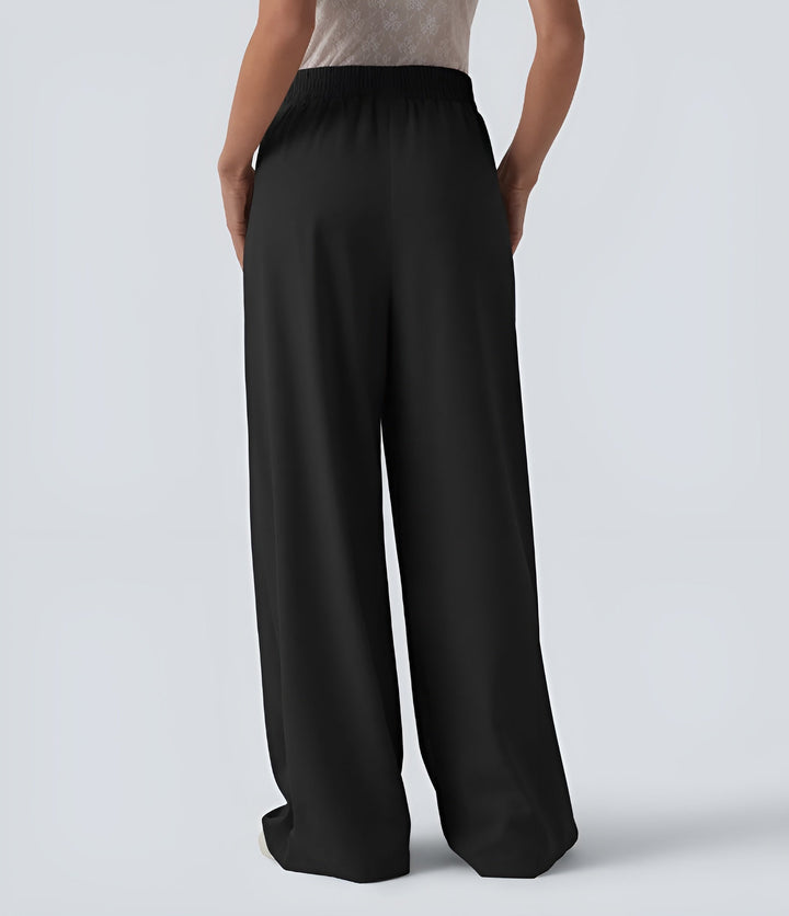 Giada – High - Waisted Chiffon Pants with Pockets - Bellaro Fashion