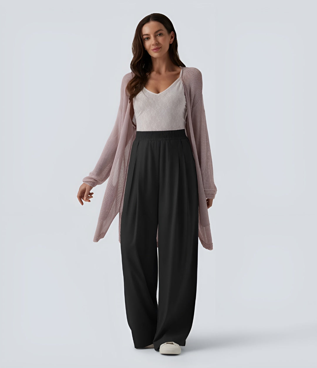 Giada – High - Waisted Chiffon Pants with Pockets - Bellaro Fashion