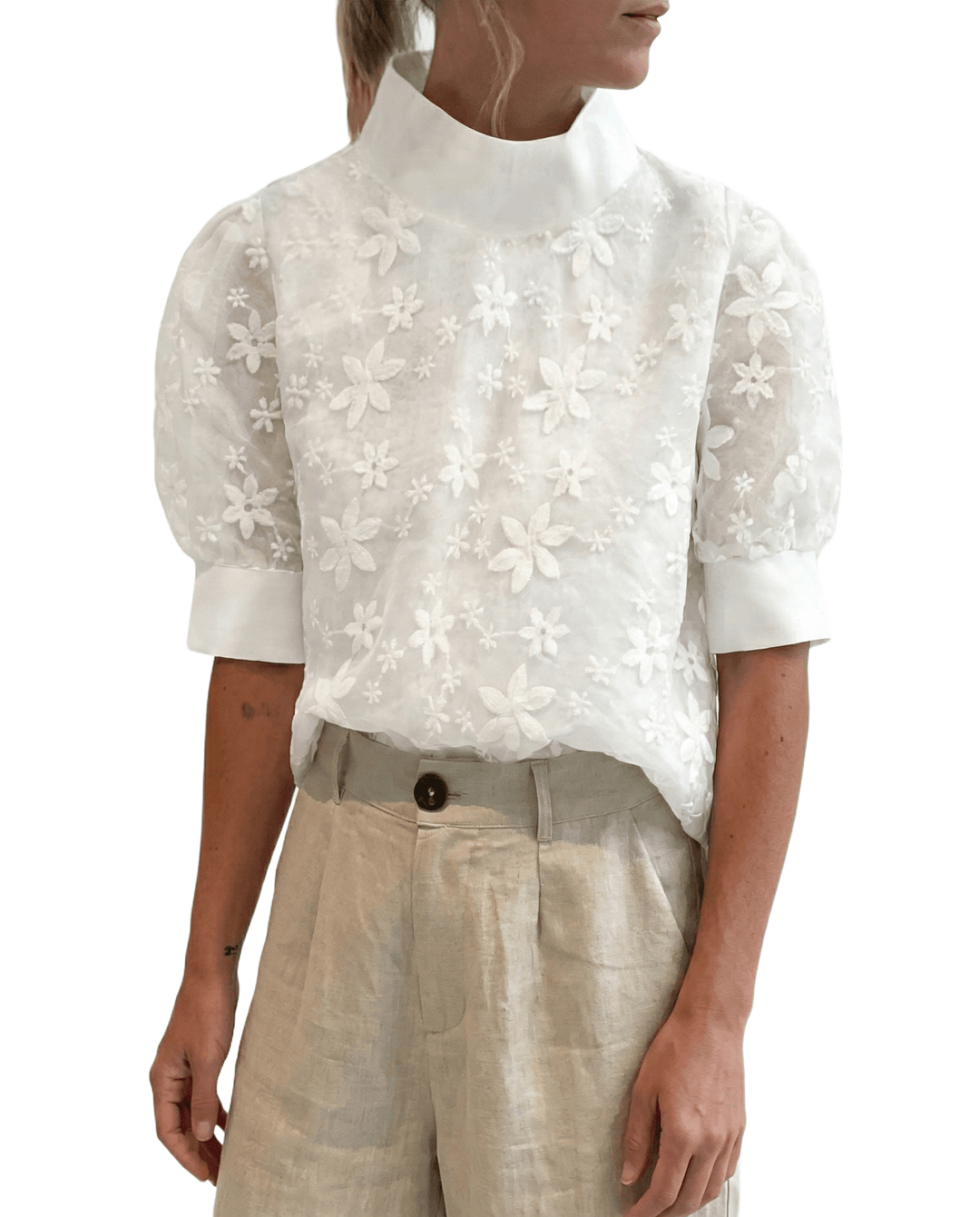 Isla - Elegant Blouse with Stand Collar - Bellaro Fashion