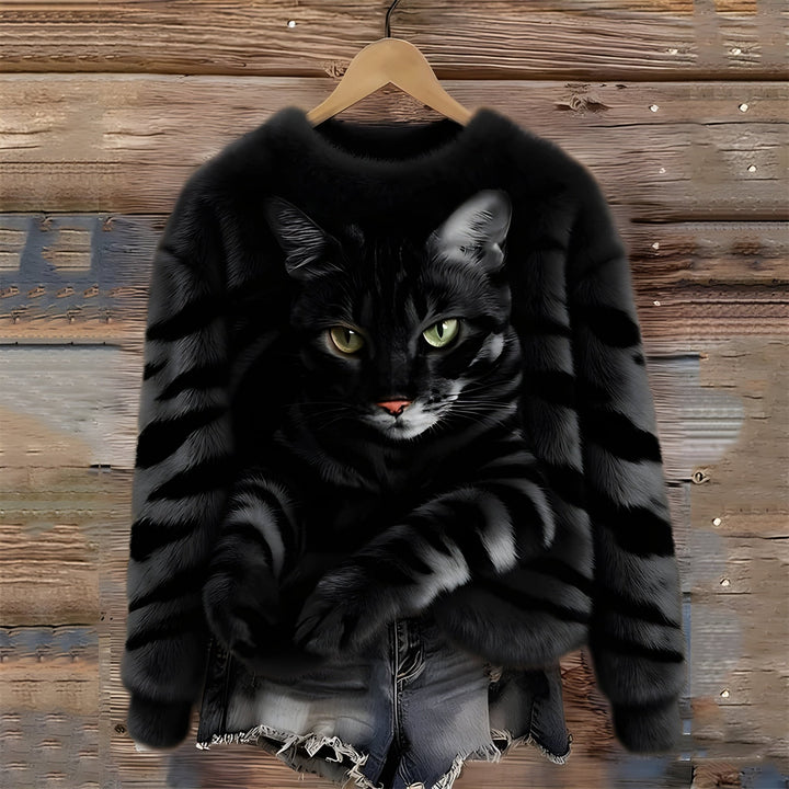 Nicole - Cat Print Sweater - Bellaro Fashion