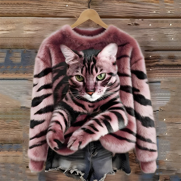Nicole - Cat Print Sweater - Bellaro Fashion