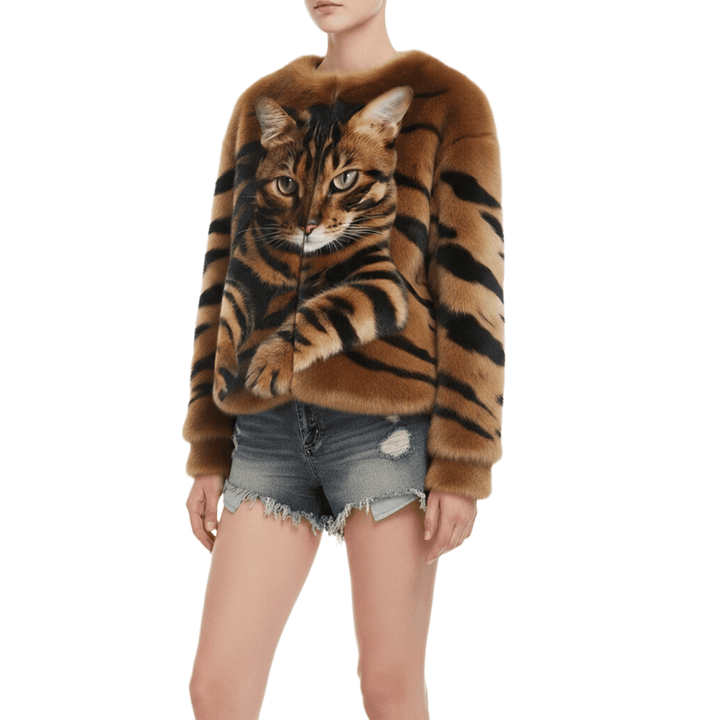 Nicole - Cat Print Sweater - Bellaro Fashion