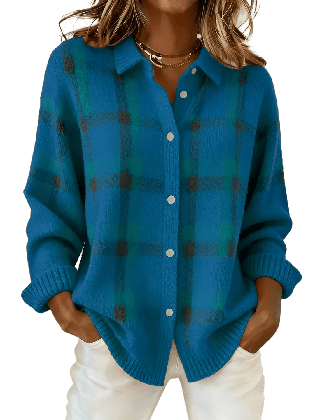 Ornella - Knotted Tartan Blouse - Bellaro Fashion